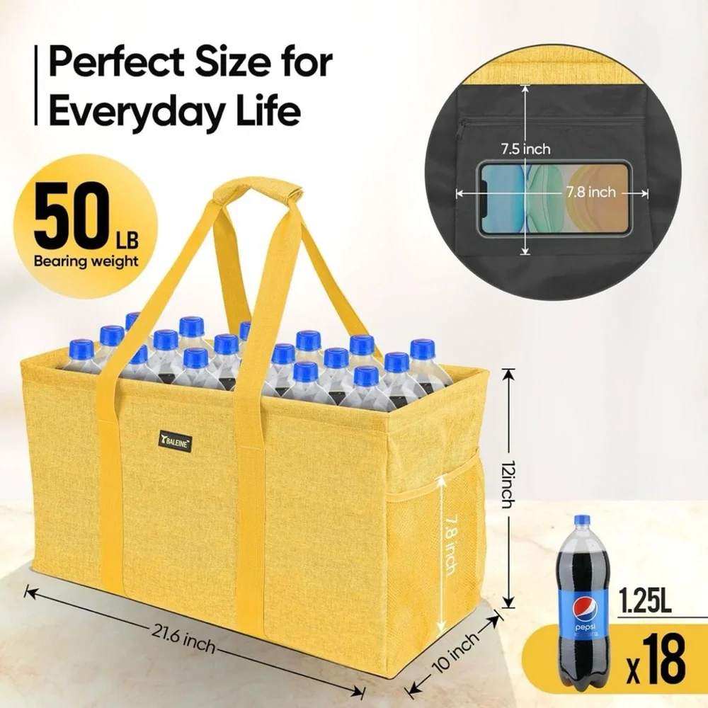 Large Utility Tote Storage Bag with Steel Wire Frame Open Top